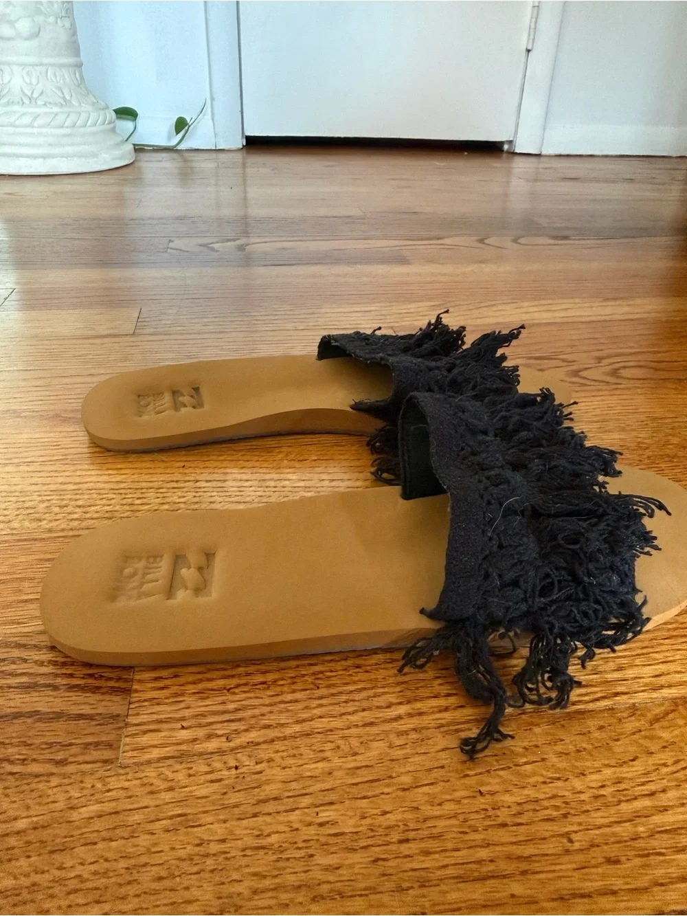 Billabong Black Fringe Slide Sandals